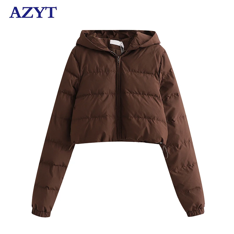 

AZYT 2021 Winter New Cotton Padded Jacket Female Fashion Hooded Cotton Parkas Women Casual Short Women Winter Jacket