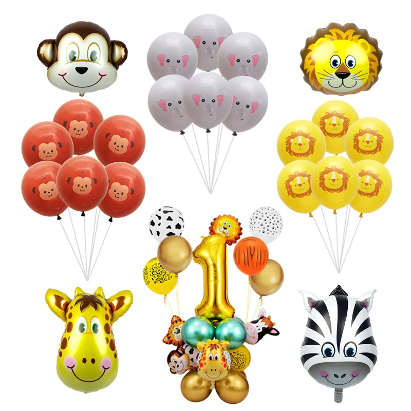 

Jungle Animal Monkey Tige Lion Zebra Balloons Birthday Party Decor Kids 1st 2nd 3rd 4th 5th 6th Birthday Anniversary Supplies