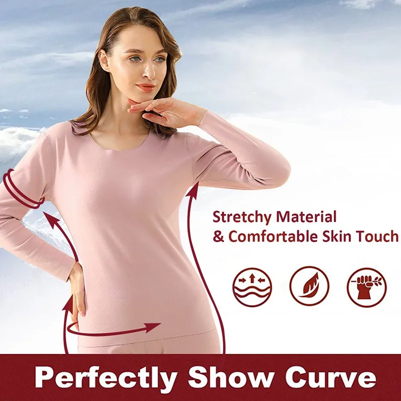 

Thermal Underwear Set New Woman Winter Clothing Warm Suit Long Sleeve Top Warm Pants Leggings Thermo Underwear Undershirt Print