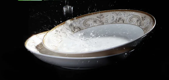 2021 модная посуда домашняя Европейская из костяного фарфора набор посуды с комбинированным золотым краем