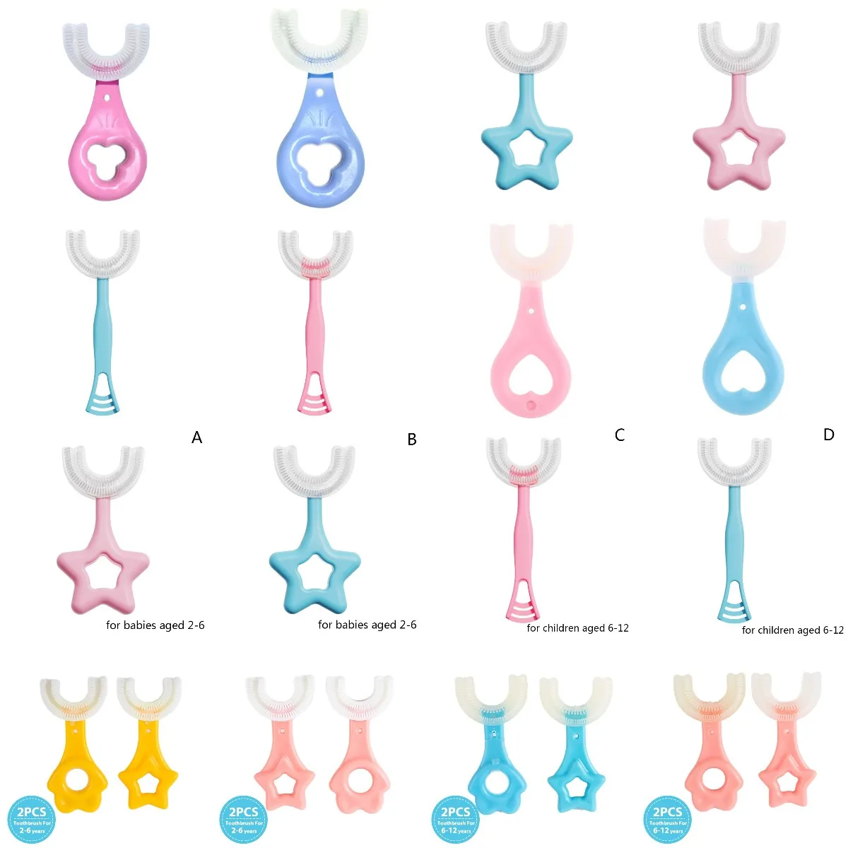 

1/2PCS Children’s U-shape Toothbrush For 360° Thorough Cleansing Baby Soft Infant Tooth Teeth Clean Brush Baby Oral Health Care