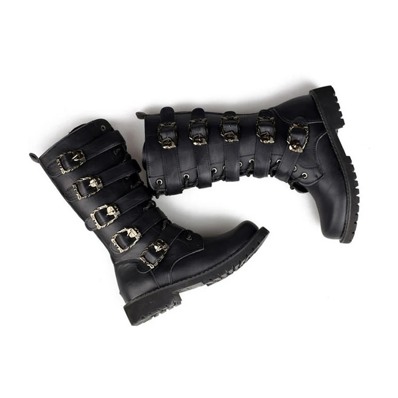 Сапоги Aleafalling мужские высокие армейские Военные боевые ботинки до середины икры