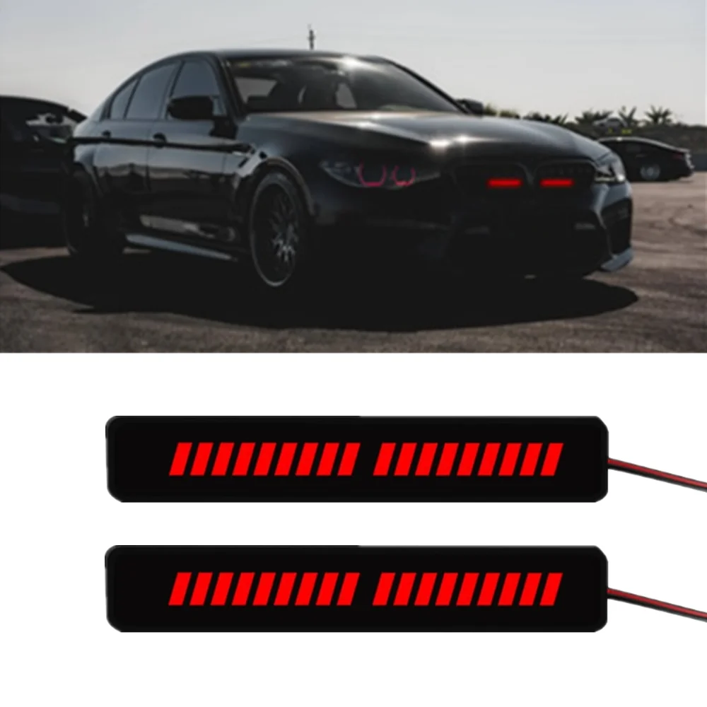 

2x Universal Car Front Grille Trim Badge Light Red LED Illuminated Sticker Lamp Car Decoration Accessories