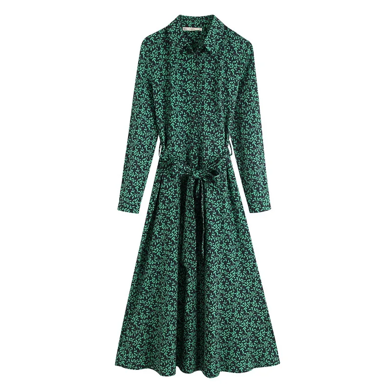 Женское длинное платье осень 2019 Новая мода длинный рукав средней длины пояса