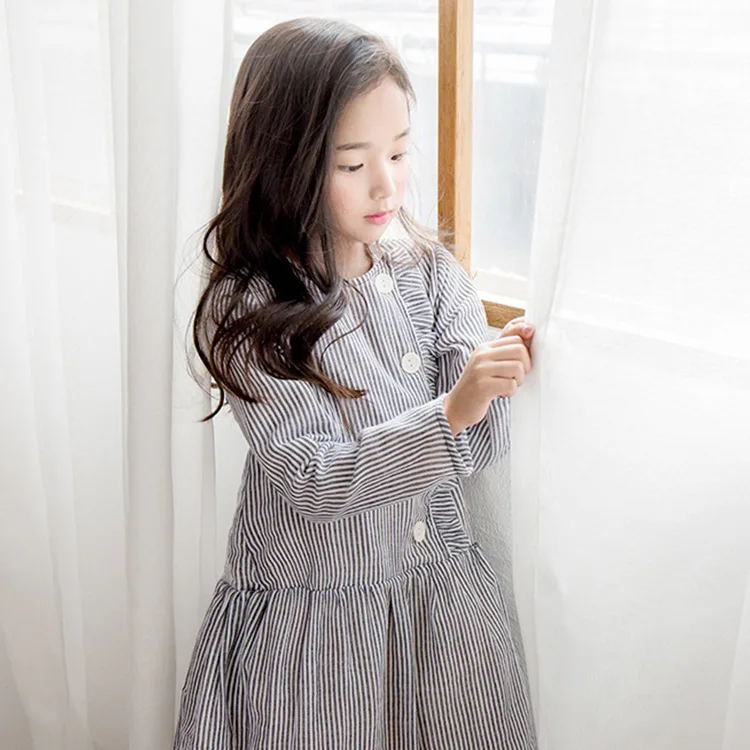 Школьные хлопковые платья для маленьких девочек весенняя одежда с длинными