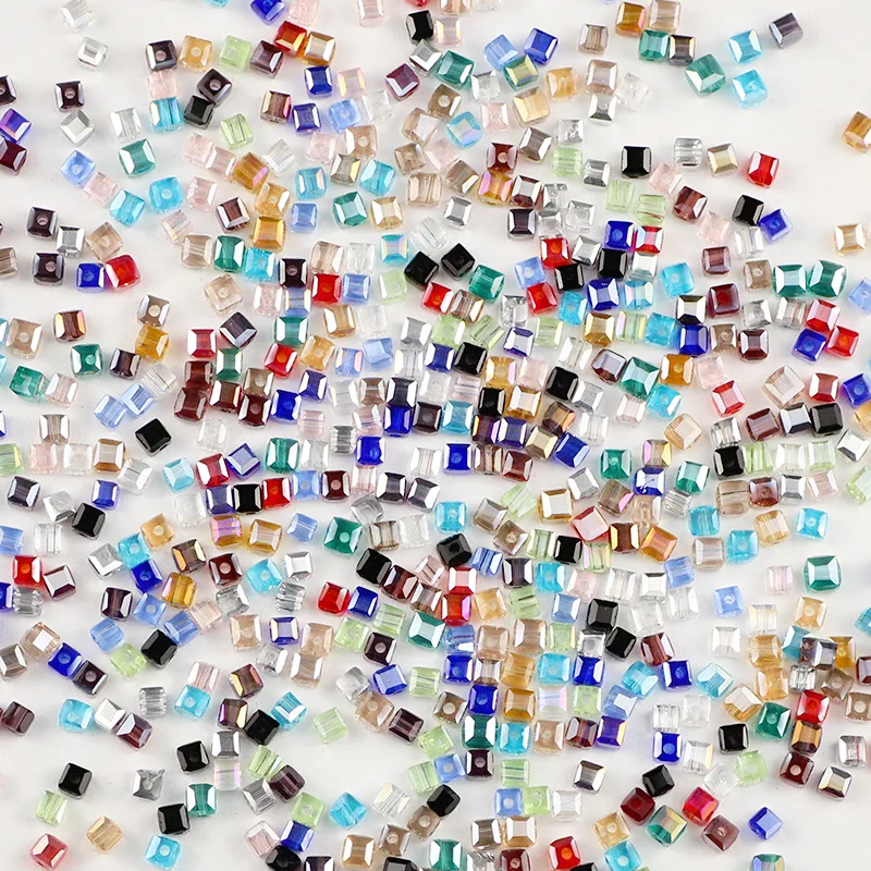 Белый серебристый черный цвет 3 мм 100 шт. квадратные Австрийские стеклянные