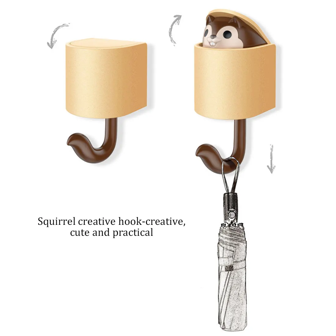 

Innovative Self Adhesive Squirrel Hook Cute Storage Rack Hanger Living Room Wall Door Hook Decor Bag Keys Cloth Sticky Holder