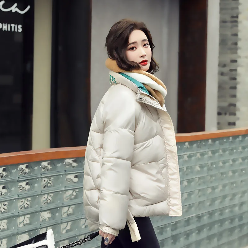 

Hot-selling short down padded jacket women's new Korean style stand-up collar bread jacket casual printing warm cotton jacket