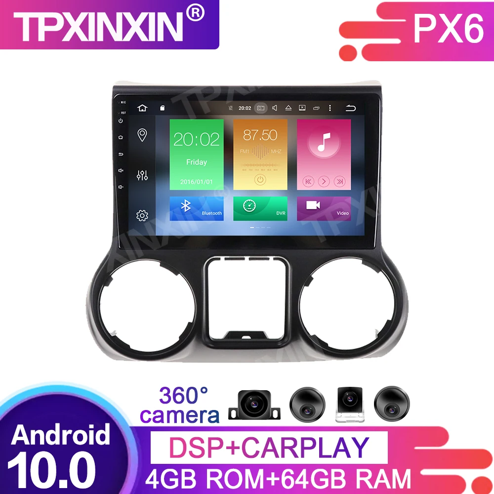 

Камеры, экран 360 дюйма, Android 10, 4 + 64 ГБ, для Jeep grand wrangler 2011-2016, Автомобильный мультимедийный плеер, GPS-навигатор, головное устройство, радио, аудио...