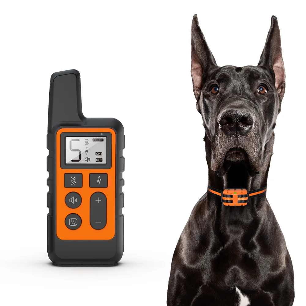 1 orange dog collar JANPET ошейники для дрессировки собак с вибрацией и электрическим током перезаряжаемый водонепроницаемый ошейник для дрессировки собак с дистанционным управлением - Цвет: 1 orange dog collar