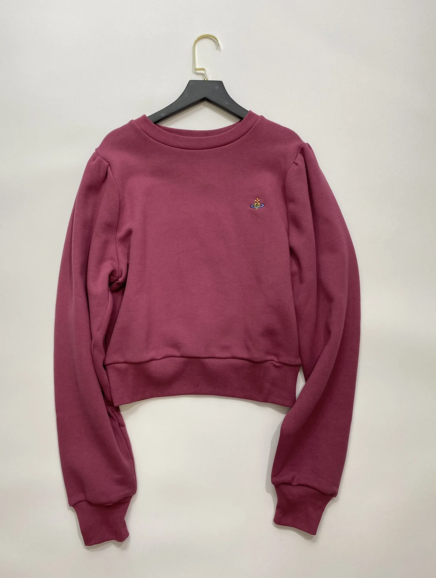 

100% Cotton Hoodies Fashion Pullover Embroidery Logo Puff Sleeve Short Sweatshirts for Woman