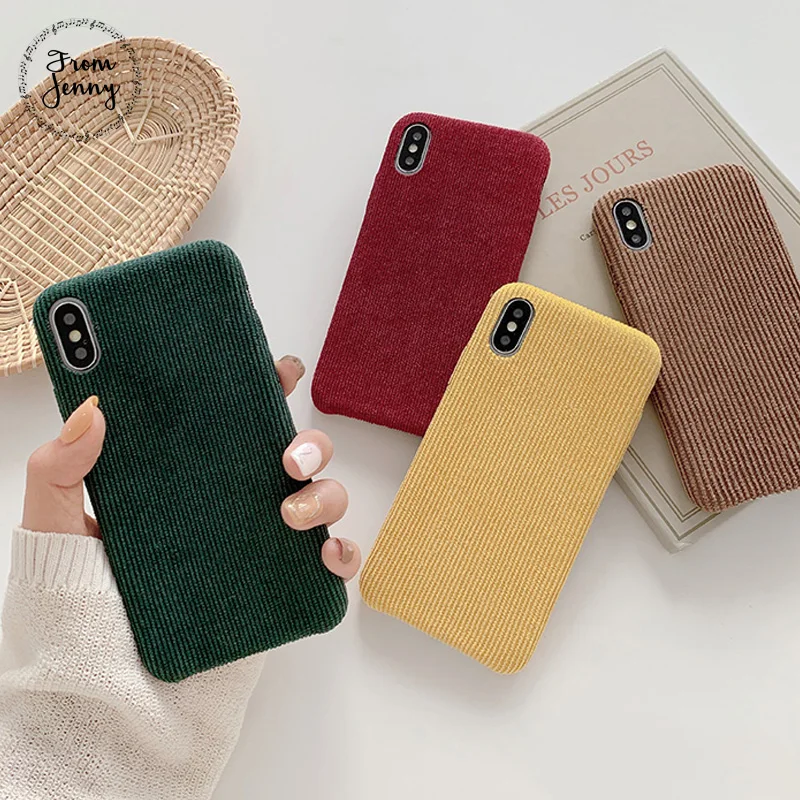 From Jenny однотонный вельветовый для iPhone x xr xs max 6 6s 7 8 плюс простая под мобильный