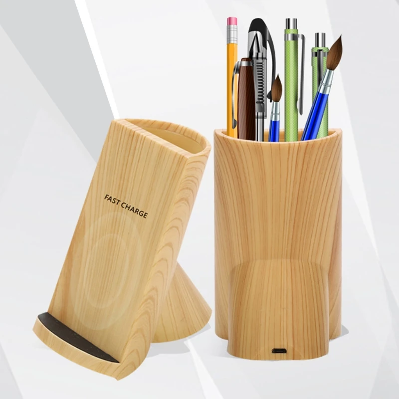 Новинка Qi Универсальный держатель для карандашей с деревянной текстурой ручек