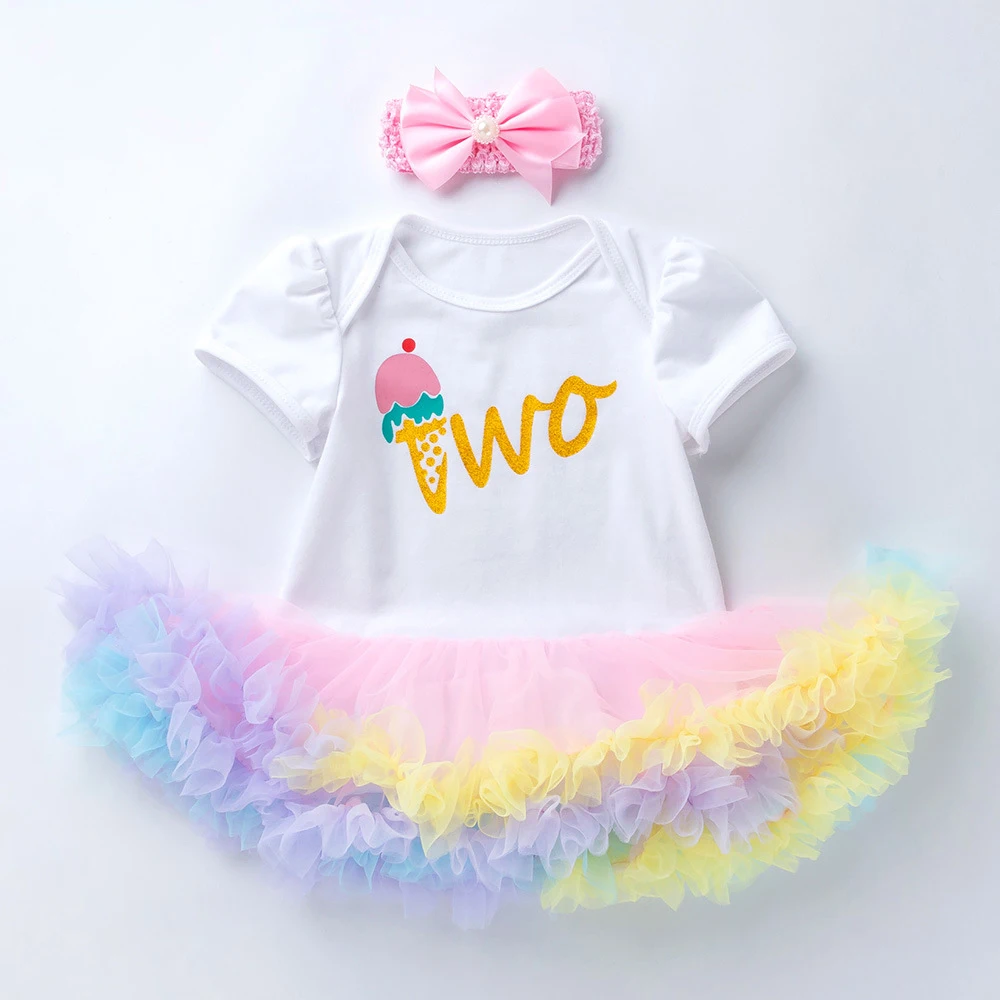 Юбка пачка с рисунком мороженого для новорожденных 1 год комплект первого дня