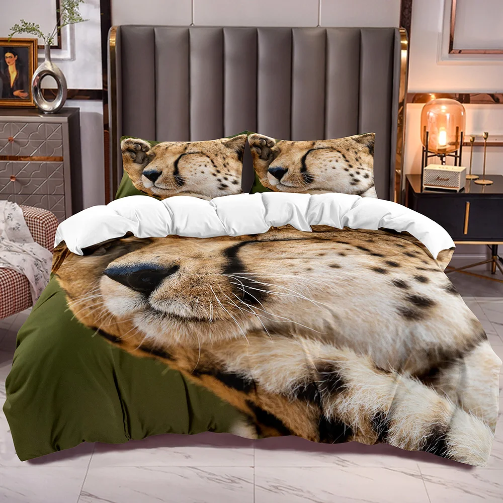 

Kids Comforter Cover Sets with 3D Shy Cheeath Print Animal Theme Bedding Duvet Cover with White Reverse Microfiber Quilt Cover