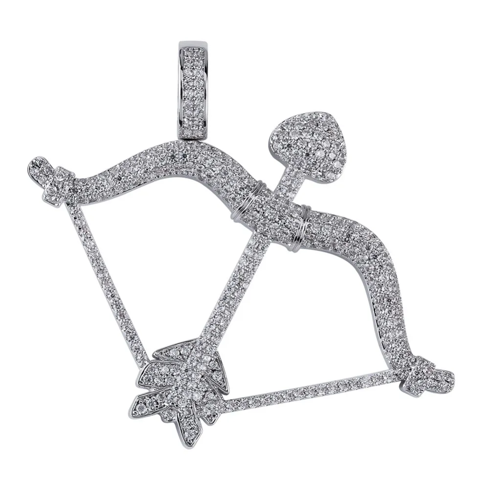 Дизайн Iced Out лук и кулон-Стрела Твердые сзади ожерелье хип хоп золотой серебряный цвет мужские/женские очаровательные цепи ювелирные изделия