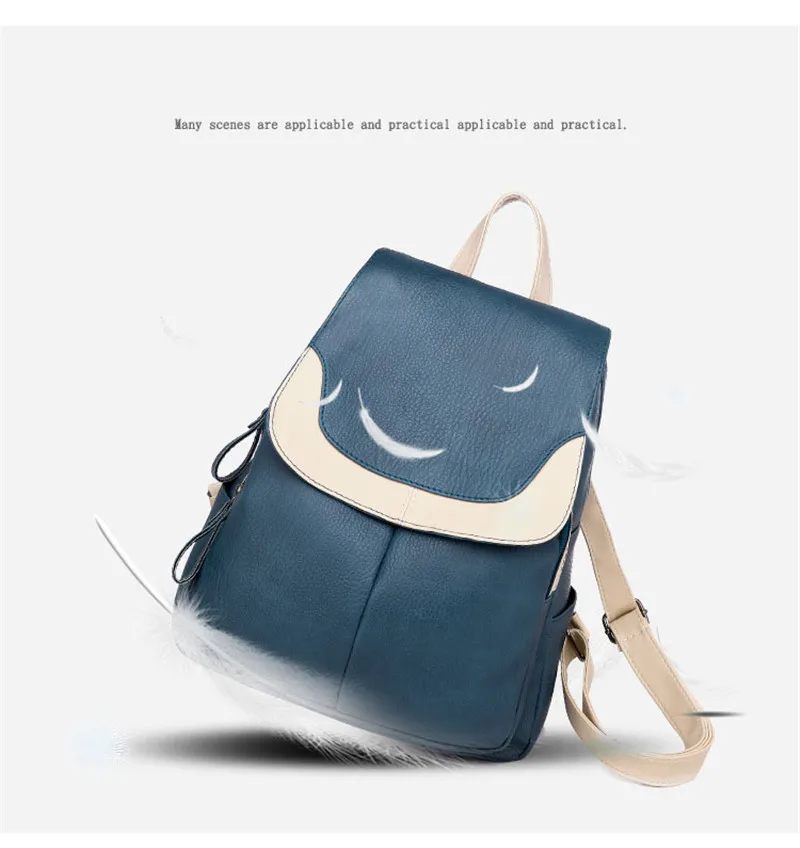 

2019 new tide version wild casual bag large capacity travel soft leather backpack pu ladies shoulder bag