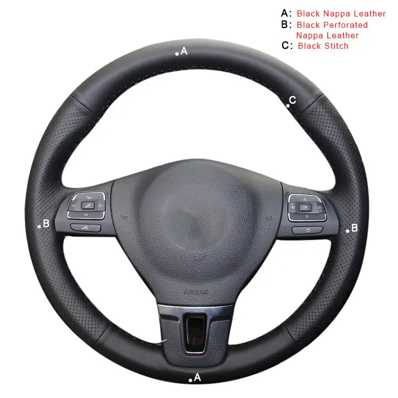 Top Layer Leather Авто оплетка на руле Крышка для Volkswagen VW Golf Tiguan Passat B7 Passat CC Touran Jetta Mk6 автомобильные чехлы автостайлинг - Название цвета: Top Layer Leather
