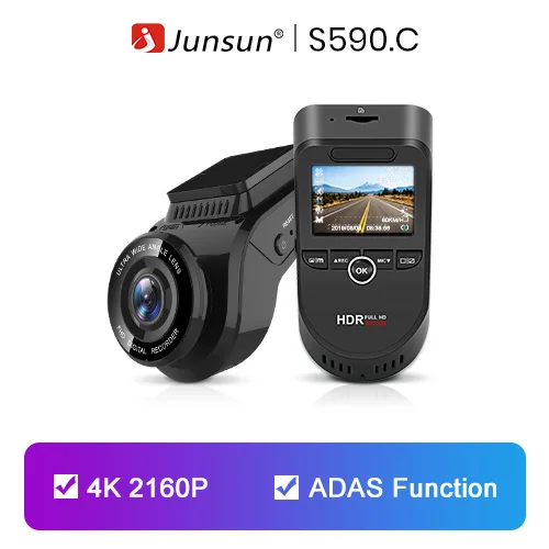No WiFi No GPS Junsun S590 WiFi 4K видеорегистраторы автомобильные Ultra HD 2160P 60fps gps ADAS авторегистратор камера рекордер sony 323 камера заднего вида 1080P ночное видение - Название цвета: No WiFi No GPS