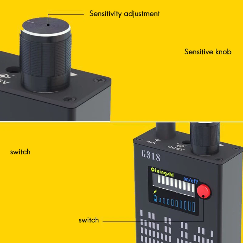 

G318 Wireless Detector Anti-Eavesdropping and Anti-Sneak Camera Signal Detector Anti-Tracking and Anti-Sneak EU Plug