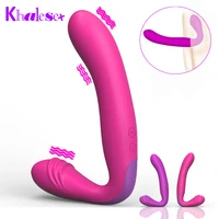 khalesex strapless strapon dildo vibrator for women 30 speeds double vibrating lesbian g spot silicone adult sex toys for woman