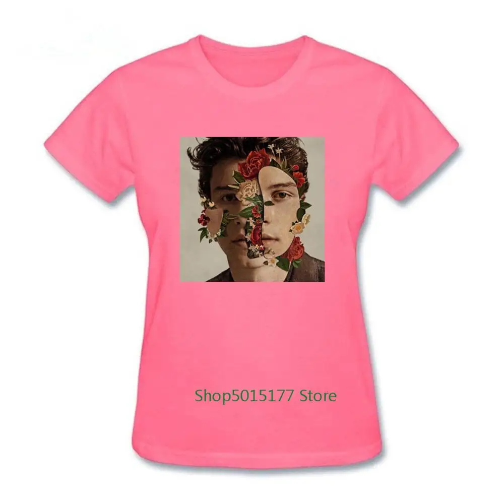 2019 Шон Мендес Забавные футболки Для женщин с крупным планом держащей букет на
