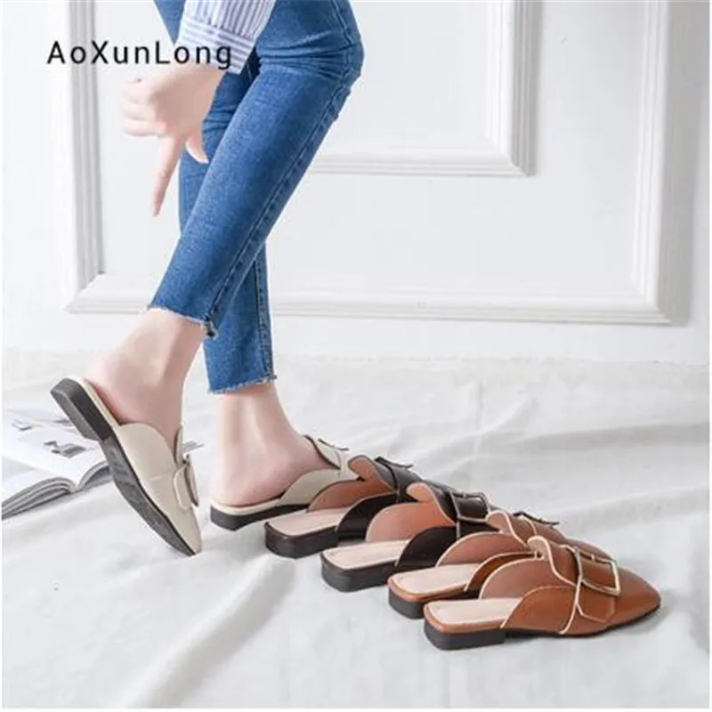 Женские кожаные тапочки в радужную полоску Белые Повседневные Нескользящие