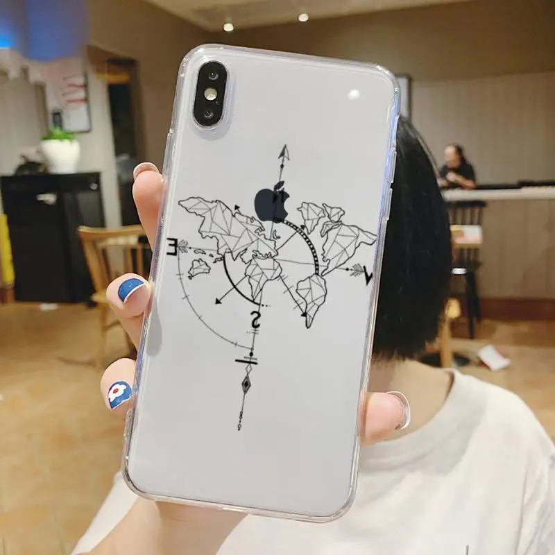 

Travel Airplane world map abstract line Phone Case Transparent soft For iphone 5 5s se 6 6s 7 8 11 12 plus mini x xs xr pro max