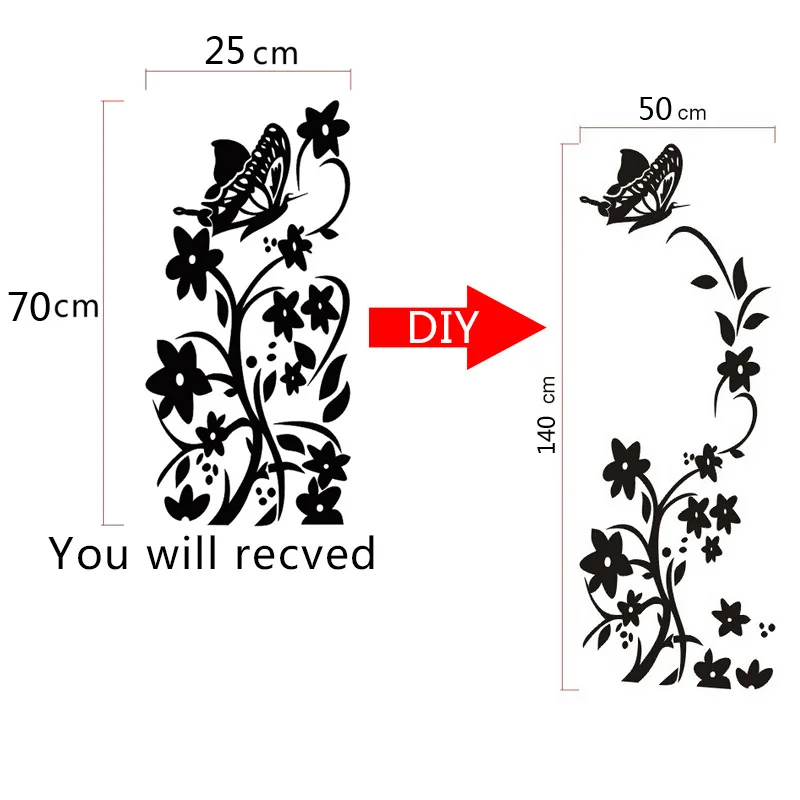 

High Quality Creative Refrigerator Black Sticker Butterfly Pattern Wall Stickers Home Decoration Kitchen Wall Art Mural Decor