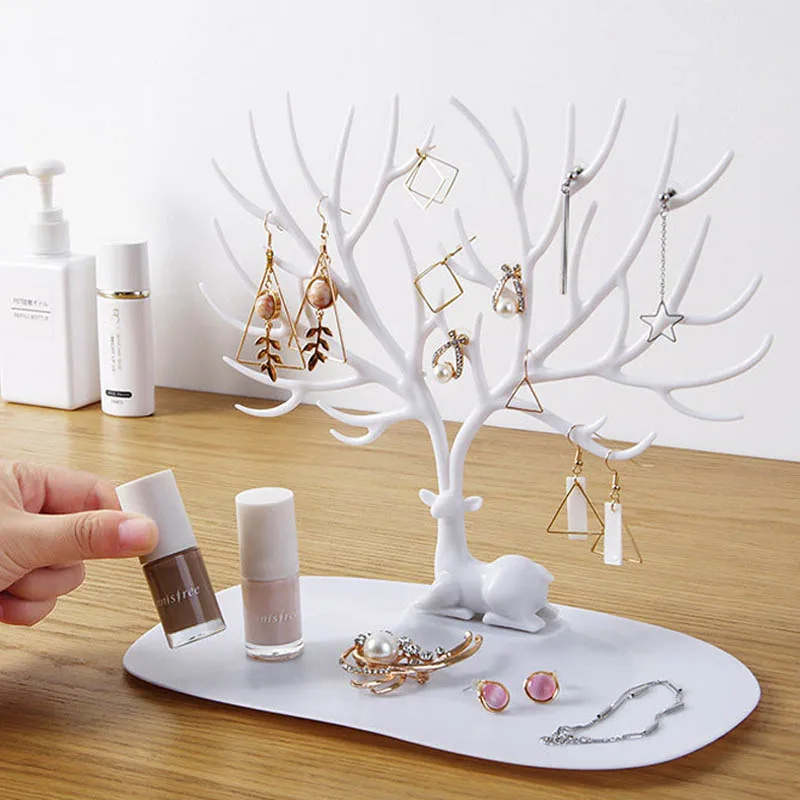 Новый стиль маленькие серьги с оленем кольцо фотография подставка лоток дерево