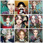 Алмазная мозаика Huacan, вышивка крестиком для девушек и женщин, картина с цветами, портрет Стразы, домашний декор