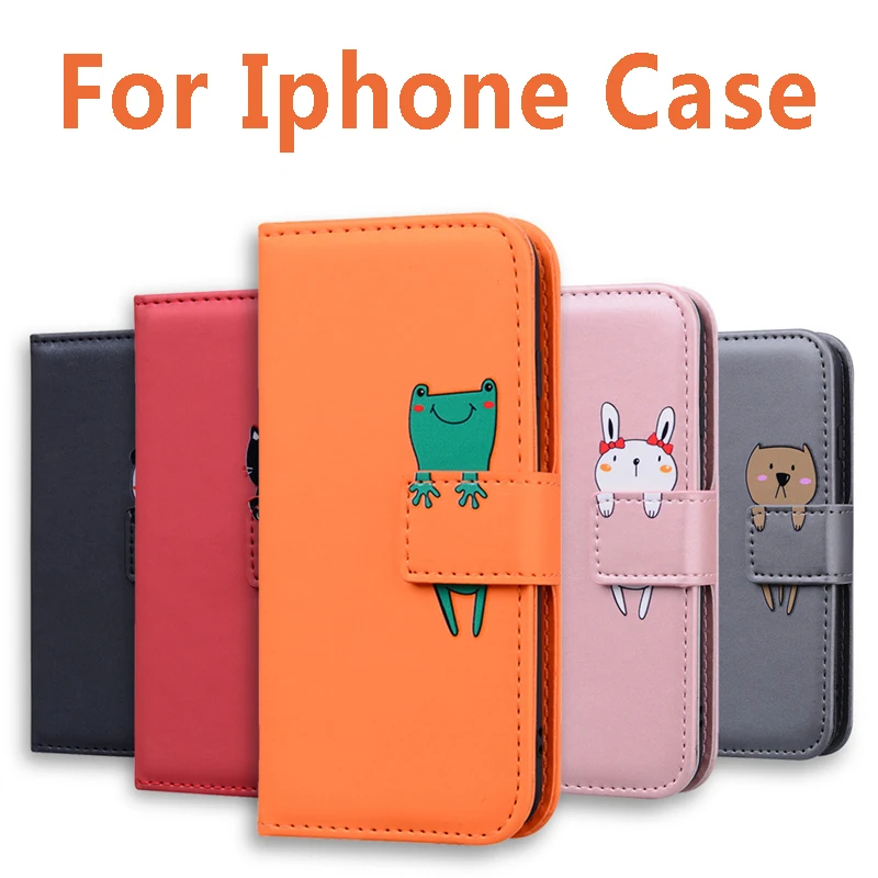 

Cartoon Flip Cover for IPhone 11 12 Pro Max IPhone XR XS Max 5 6 7/G 8/G Plus Sleep Wake-up Protective Leather Case Smart Shell