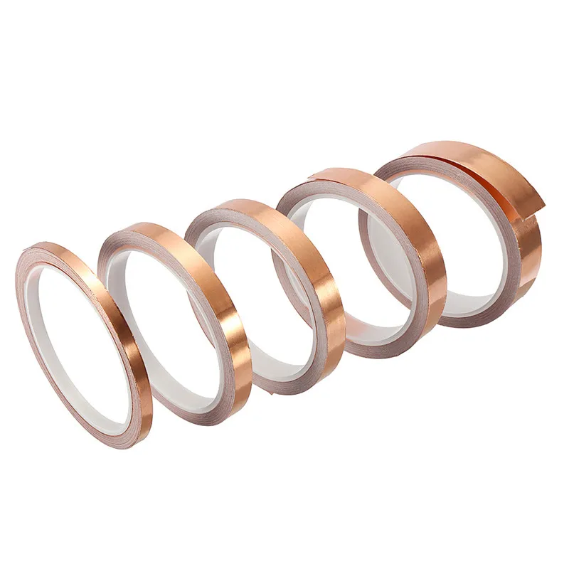 10m 6mm10mm12mm15mm20mm einseitig klebstoff leitfähigen kupfer folie band gitarre pickup emi schild beseitigen emi anti statische free global