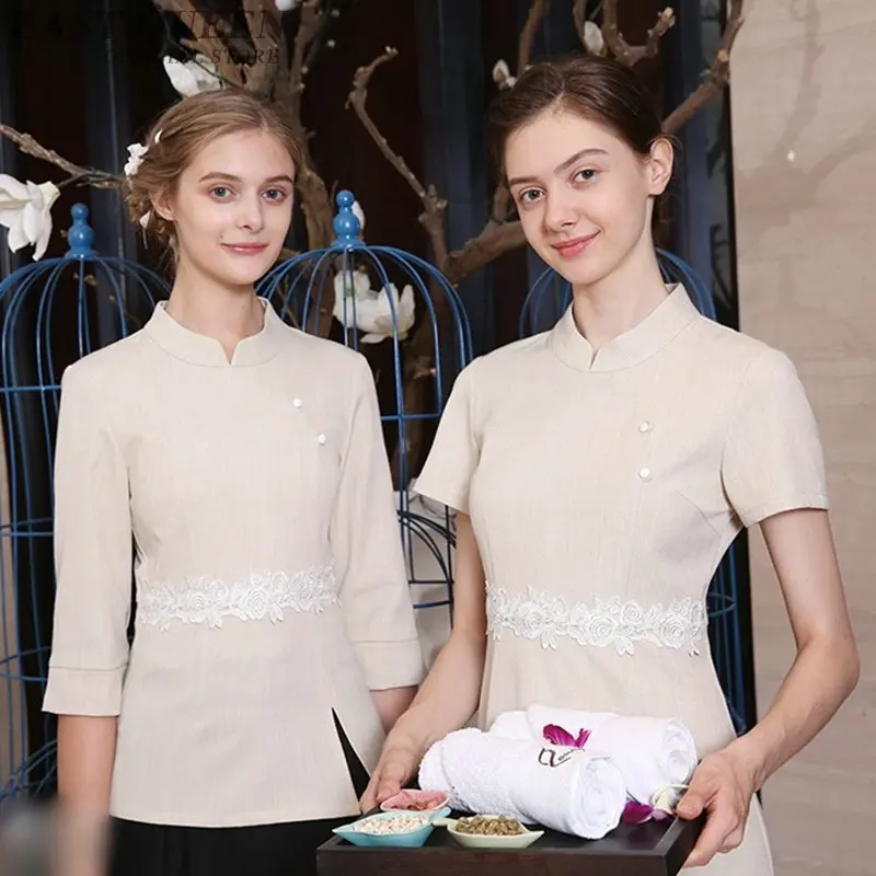 Весенне летняя униформа для косметолога платья одежда тайская массажа спа