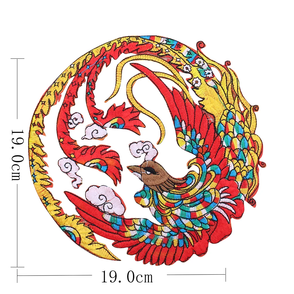 

Large Phoenix Patch High Quality Embroidery Applique Iron on Patch for Clothing Stage Performance Cheongsam DIY Clothes Stickers
