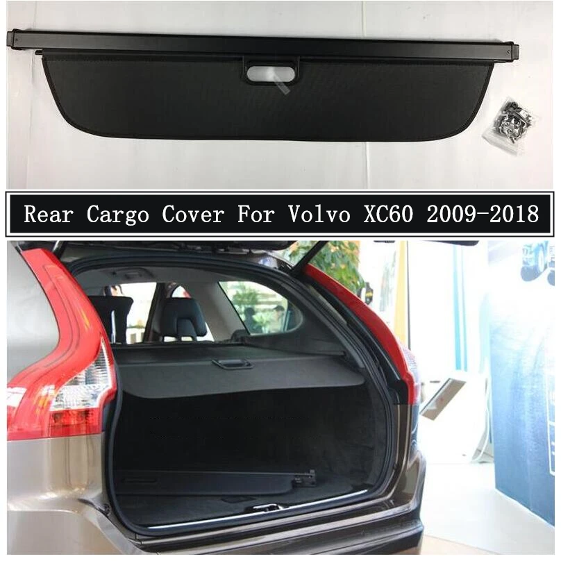 

Rear Cargo Cover For Volvo XC60 2009-2018 Partition Curtain Screen Shade Trunk Security Shield Auto Accessories Black Beige