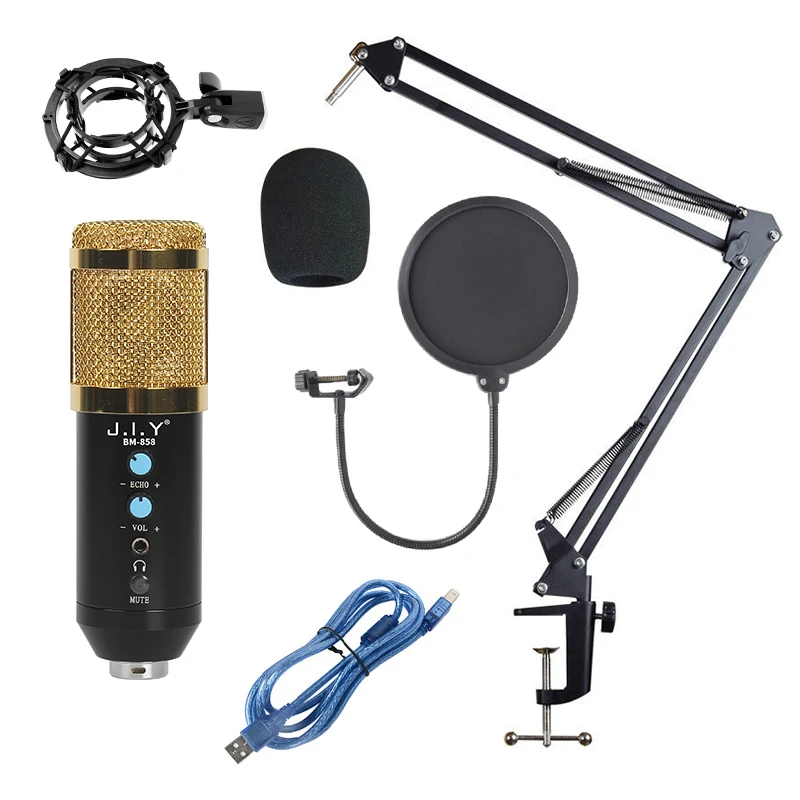 

Профессиональный конденсаторный Студийный микрофон USB BM858, микрофон для записи голоса, ПК, микрофон для караоке, для радиовещания, микрофон ...