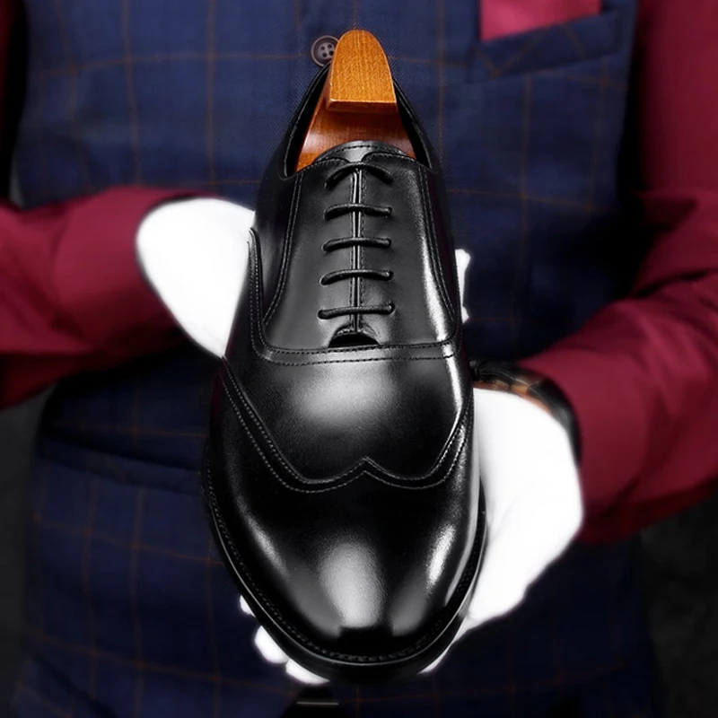 Мужские свадебные туфли оксфорды ручной работы из натуральной кожи в британском