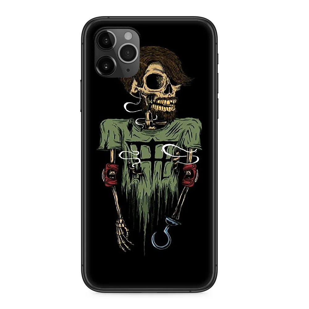 

The skull of terror Phone Case cover For Iphone 12 11 8 7 6 5 XR PLUS X XS PRO SE 2020 MAX Mini black hoesjes art Etui soft
