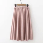 Женская плиссированная юбка средней длины, однотонная повседневная юбка с высокой талией, весна-лето 2022