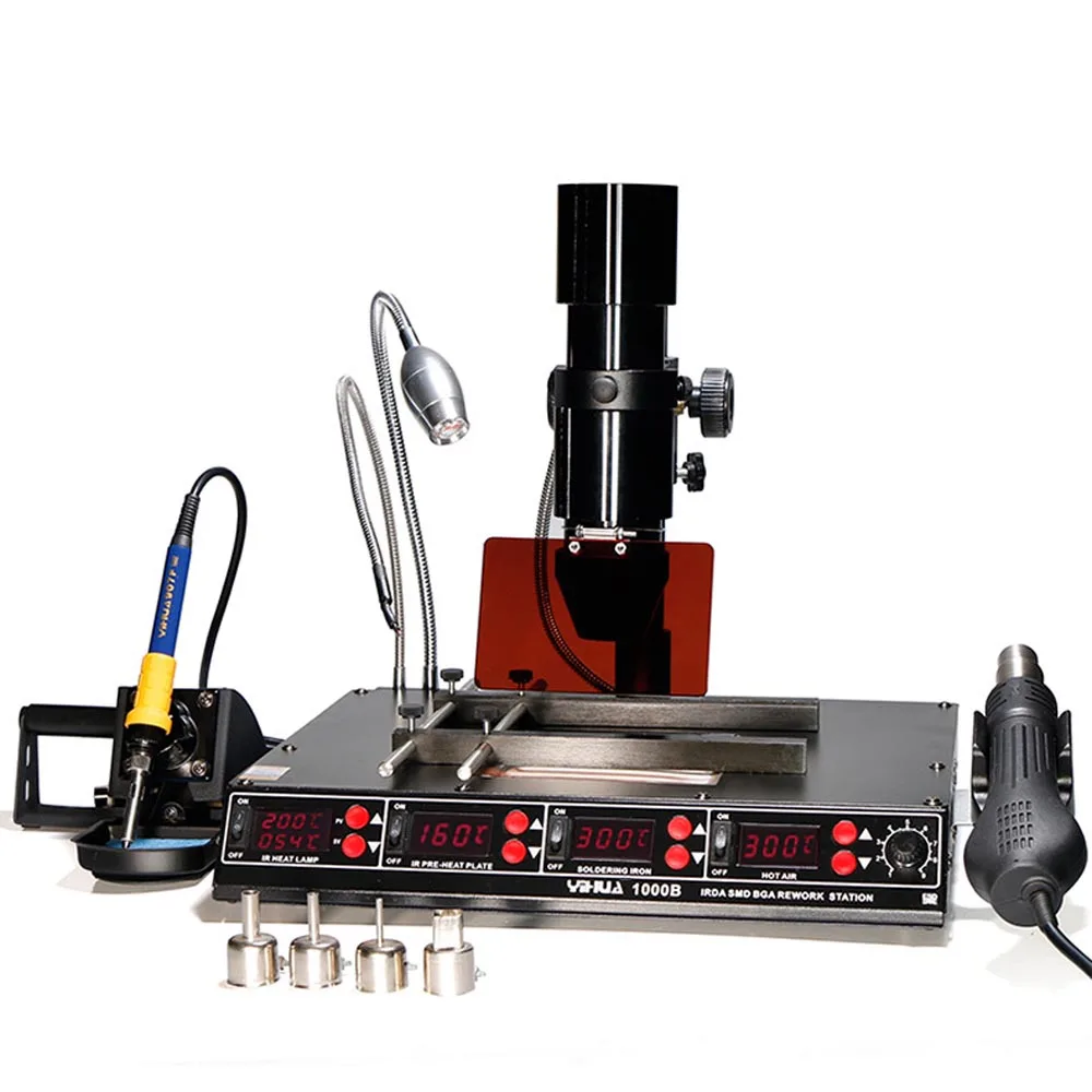 Package 2 YIHUA 1000B 4 в 1 многофункциональная Инфракрасная паяльная станция SMD горячего воздуха+ 540 Вт станция предварительного нагрева+ 75 Вт паяльники - Цвет: Package 2