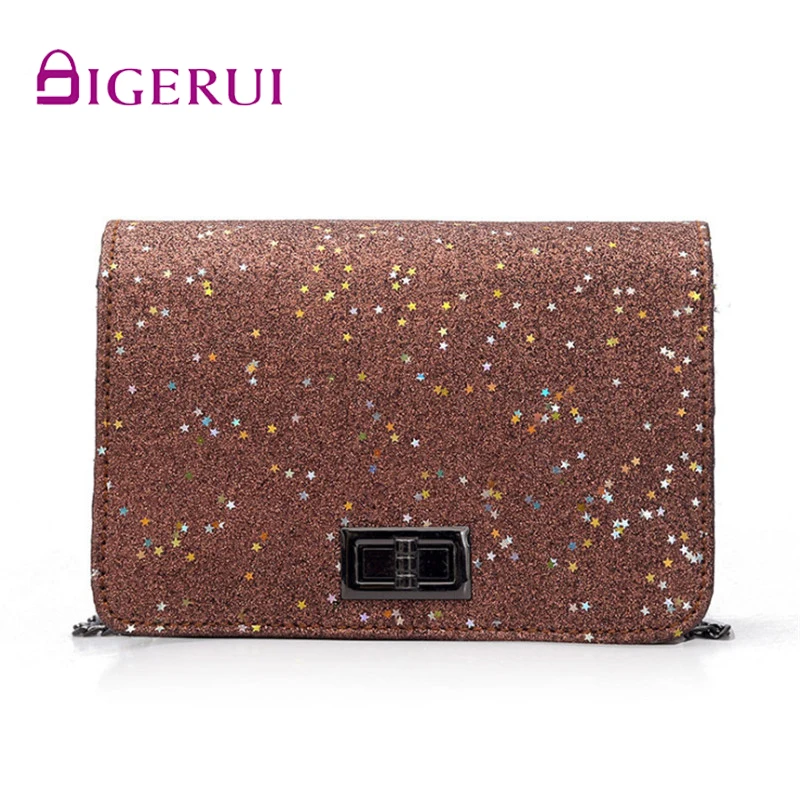 Женская сумка на плечо DIGERUI женская через с цепочкой и блестками модная клапаном