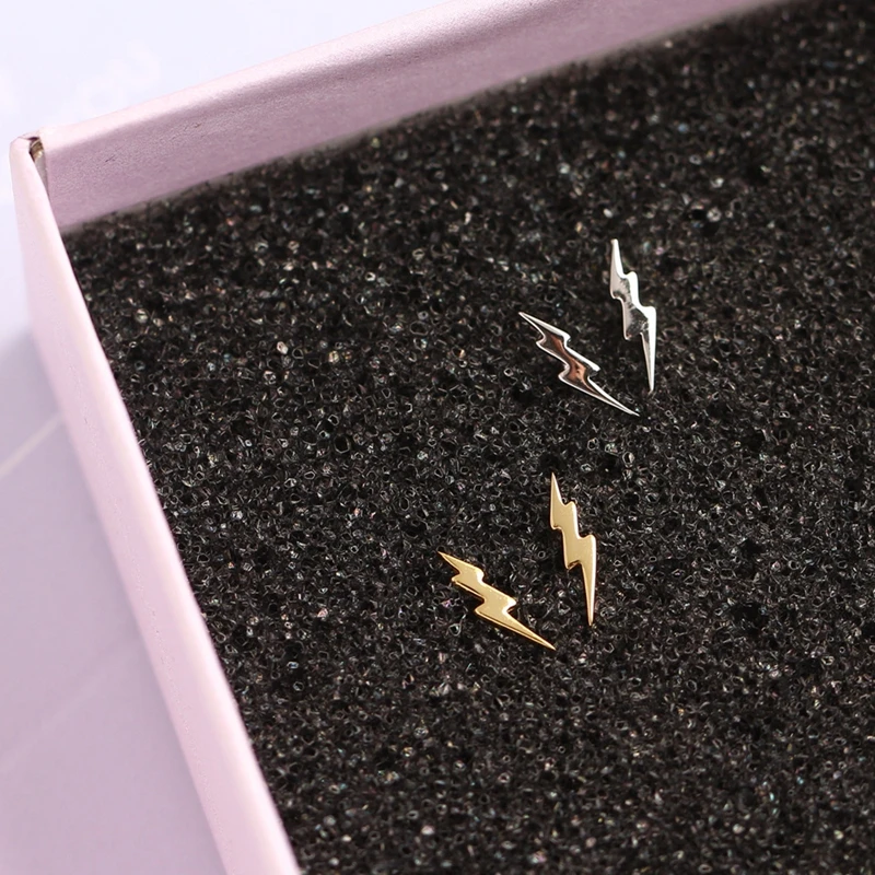 Женские серьги гвоздики с молнией из 100% стерлингового серебра 925 пробы маленькие