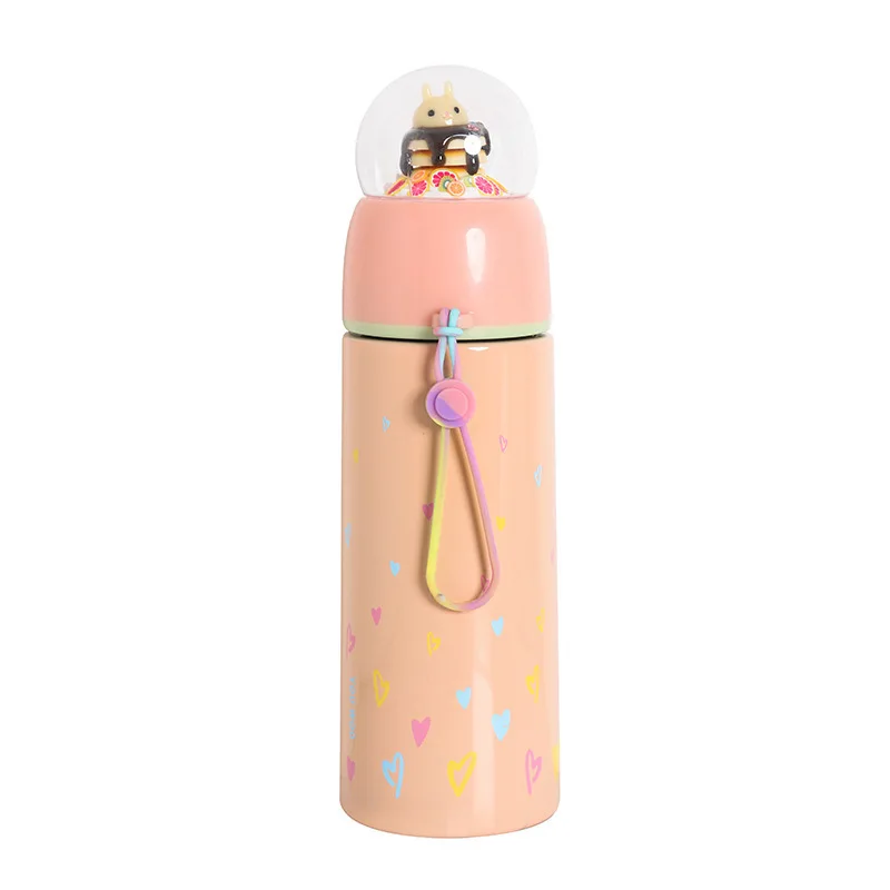 

New Creative Macarons Color Micro Landscape Stainless Steel Thermos Cup Cartoon Cute Vacuum Insulation Drinking Bottle With Rope