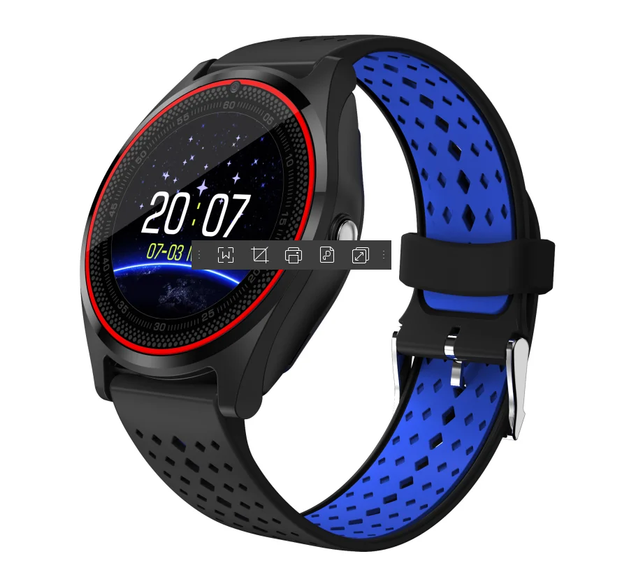 Black and blue V9 Смарт-часы с поддержкой камеры Bluetooth Smartwatch SIM карты наручные часы для мужчин женщин детей беспроводные устройства спортивные часы - Цвет: Black and blue