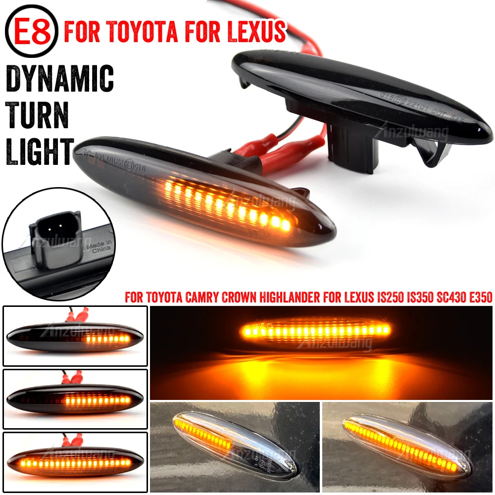 

2x For Lexus IS250 IS350 SC430 For Toyota Highlander Soarer Kluger GSU 4 Dynamic Side Marker Fender Blinker Sequential LED Light