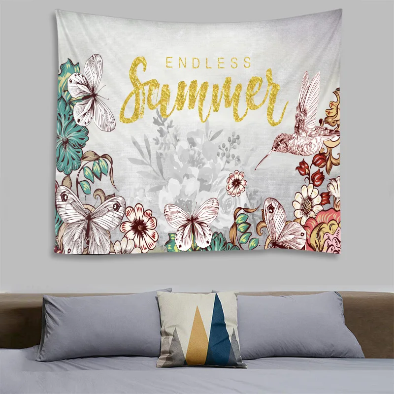 Гобелен с тропическими листьями настенный летний Настенный декор в виде листьев