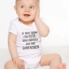 Комбинезон детский хлопковый, с коротким рукавом, надписью If You Think I'm Cute