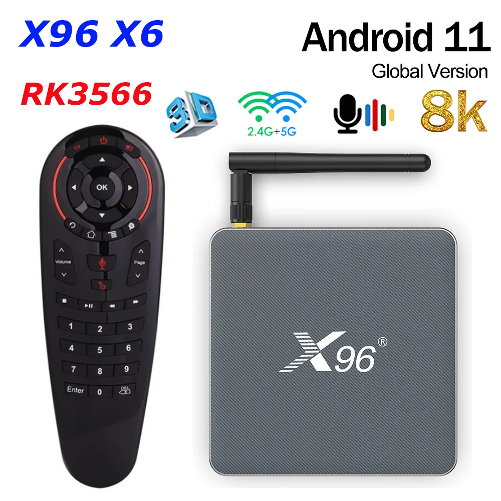 Новый RK3566 ТВ Box Android 11 8 Гб Оперативная память 128 Встроенная X96 X6 4K 2T2R MIMO