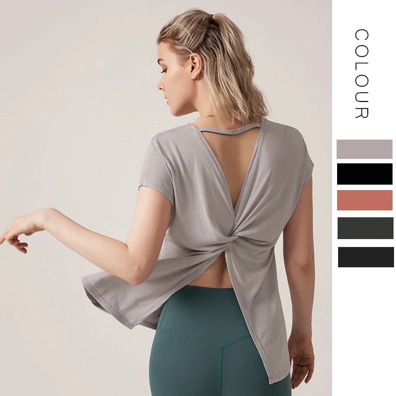 Женская свободная быстросохнущая блузка из модала рубашки для йоги фитнеса